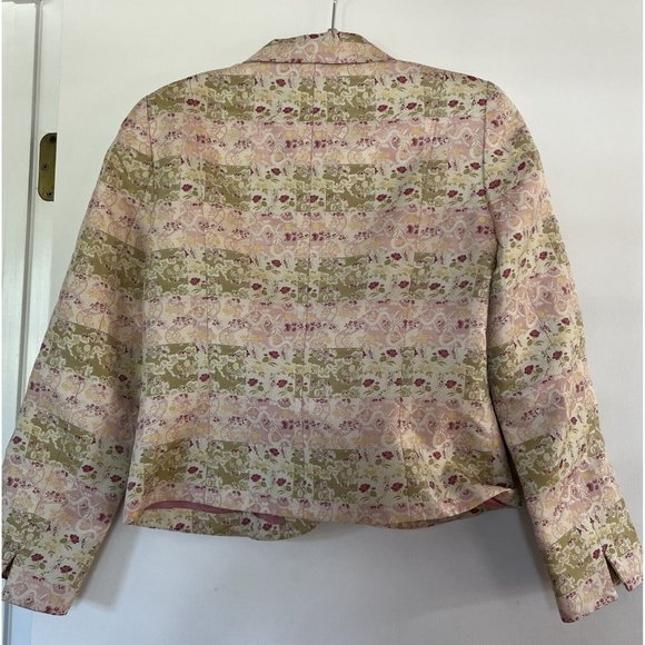 PAULE VASSEUR Pale Gold Rose Embroidered SILK Dress & Jacket Suit Size 40 - Picture 3 of 6